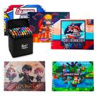 Kit Livros de Colorir Desenho Super Herói Com 120 Canetinhas