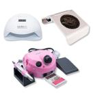 Kit Lixadeira Nail Drill Porquinho Cabine 120w Coletor Profissional Manicure Nail Art Nail Designer Unha de Gel Fibra de Vidro Decoração de Unhas