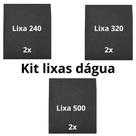 Kit Lixas 240 320 500 2 Folhas De Cada Lixamento D'água Grão Abrasivo Madeira Metal Plástico Fibra