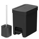 Kit Lixeira 12L + Escova Sanitaria Dual Preto - Ou
