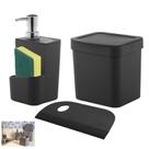 Kit Lixeira 2,5l Dispenser Porta Detergente Rodo Compacto Bancada Pia Cozinha - Ou Kit Lixeira 2,5l Dispenser Porta Detergente Rodo Compacto Bancada Pia Cozinha - Ou