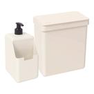 Kit Lixeira 2,5l E Dispenser Detergente Pia Cozinha Coza