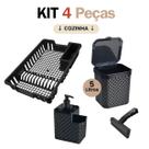 Kit Lixeira 5 litros + Porta Detergente + Rodinho de pia + Escorredor de Louça Arqplast