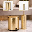 Kit Lixeira 5L Inox Premium Lixo Dourado Deluxe + Escova