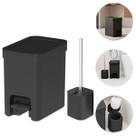 Kit Lixeira 6 Litros Com Pedal e Porta Escova Sanitária Bege Banheiro Trium OU Casa Escritório Lavanderia Limpeza