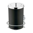 Kit Lixeira 8 Litros Com Suporte Adesivo Para Banheiro Cozinha Preto Cromado - Future