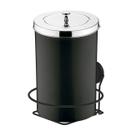 Kit Lixeira 8 Litros Com Suporte Adesivo Para Cozinha Banheiro Preto Cromado - Future