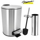 Kit Lixeira Aço Inox com Pedal 5 Litros com Escova Sanitária Mimo Style