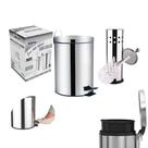 Kit Lixeira Banheiro Inox Com Pedal+escova Sanitaria+suporte