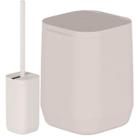 Kit Lixeira de Banheiro 6L Basculante E Escova Sanitária 30cm Aura Bege Ou Adesivo Piso Parede