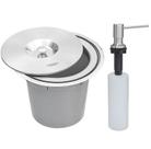 kit Lixeira de Embutir Tramontina em Aço Inox com Balde Plástico 5 L e Dosador de Sabão 500 ml kit Lixeira de Embutir Tramontina em Aço Inox com Balde Plástico 5 L e Dosador de Sabão 500 ml