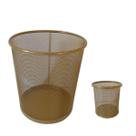 Kit Lixeira de Escritorio Cesto de lixo Aramado 12L Dourado e Porta Treco Redondo 9x10 cm Gv Office Kit Lixeira de Escritorio Cesto de lixo Aramado 12L Dourado e Porta Treco Redondo 9x10 cm Gv Office