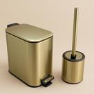 Kit Lixeira Dourada Banheiro Lavabo Inox Escova Sanitaria Premium Durável Kit Lixeira Dourada Banheiro Lavabo Inox Escova Sanitaria Premium Durável