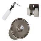 Kit Lixeira Embutir 3l + Dosador + Porta Esponja Em Inox 304
