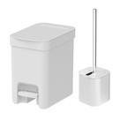 Kit Lixeira + Escova Sanitária Trium Branco Ou