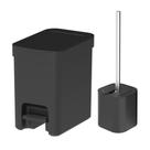 Kit Lixeira + Escova Sanitária Trium Preto Ou