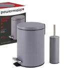 Kit Lixeira Matte 3 L Cinza Inox + Escova Sanitaria Inox