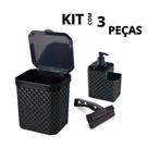 Kit Lixeira Pia 5 Litros Porta Detergente Sabão Rodinho de Pia Kit Cozinha 3 Peças