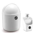 Kit Lixeira Pia Cozinha Cesto Lixo Dispenser Branco