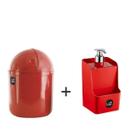Kit Lixeira + Porta Detergente P/ Pia Vermelho - UZ