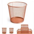 Kit Lixeira Rose Gold Redonda 12 l Porta Caneta 4 Divisórias e 2 Porta Treco Redondo Gv Office Kit Lixeira Rose Gold Redonda 12 l Porta Caneta 4 Divisórias e 2 Porta Treco Redondo Gv Office