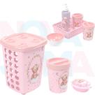 Kit Lixeira, saboneteira, cesto, kit Higiene Ursa Rosa - Plasutil