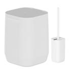 Kit Lixeira Suspensa Cesto Para Lixo Com Tampa Silenciosa +Escova Para Limpeza Sanitária Piso/Parede Instalação Sem Furo