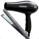 Kit Lizz: Secador Fashion Preto 2200w 220v e Prancha Neo Titanium Cinza 230C Bivolt