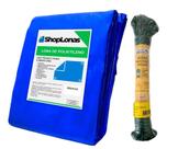 Kit Lona 100 Micras Multiuso Azul 7x6m + Corda 15mX6mm Ideal para Camping e Obras