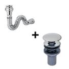 Kit Lopazzi Válvula Inox + Sifão Inox para Cuba Pia Lavatório Banheiro Cozinha