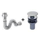 Kit Lopazzi Válvula + Sifão Inox para Pia Lavatório Banheiro Cozinha Cuba