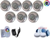 Kit luminaria led piscina inox - 07 led 15w rgb + central touch + fonte