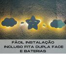 Kit Luminárias Estrela e Nuvem Led Abajur para Quarto Infantil em MDF de Fácil Instalação