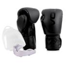 Kit Luva 14oz Boxe Muay Thai Preto + Protetor Bucal MMA Luta