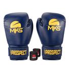 Kit Luva Boxe Muay Thai Prospect Azul/Amarelo 16oz + Bandagem MKS Combat