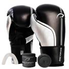 Kit Luva De Boxe E Muay Thai First FX1 + 1 Par de Bandagens + 1 Protetor Bucal - Pretorian