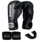 Kit Luva de Boxe Muay Thai Fheras + Bandagem 2,5m + Bucal