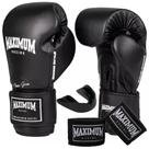 Kit luva de boxe muay thai new classic black + bandagem 3m + protetor bucal - maximum