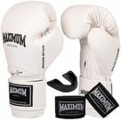 Kit luva de boxe muay thai new classic white + bandagem 3m + protetor bucal - maximum