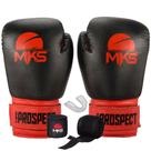 Kit luva de boxe muay thai prospect + bandagem 2,55m + protetor bucal - mks (escolha o seu modelo)