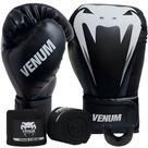 Kit luva de boxe muay thai venum giant logo sticher dark + bandagem 4m + protetor bucal