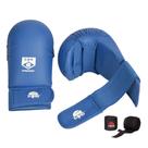 Kit Luva De Karatê Azul G (Homologada Cbk) + Bandagem - MKS Combat