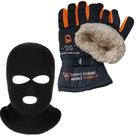 Kit Luva de Moto Laranja Antiderrapante + Touca Ninja Balaclava 3 Furos