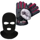 Kit Luva de Moto Vermelho Antiderrapante + Touca Ninja Balaclava 3 Furos