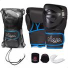 Kit Luvas De Boxe Muay Thai Black Line Azul + Band + Bucal Naja Kit Luvas De Boxe Muay Thai Black Line Azul + Band + Bucal Naja