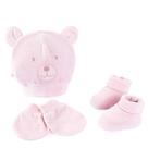 Kit Luvinhas Pantufas e Touca Plush Ursa Rosa
