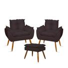 Kit Luxo 02 Poltronas Amamentação Suede + 1 Puff Pés Palito