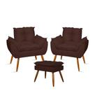 Kit Luxo 02 Poltronas Amamentação Suede + 1 Puff Pés Palito