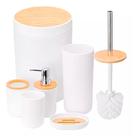 Kit Luxo Bambú Banheiro 6 Peças 7122 Branco Kit Luxo Bambú Banheiro 6 Peças 7122 Branco
