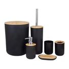 Kit Luxo Bambú Banheiro 6 Peças 7122 Preto Kit Luxo Bambú Banheiro 6 Peças 7122 Preto